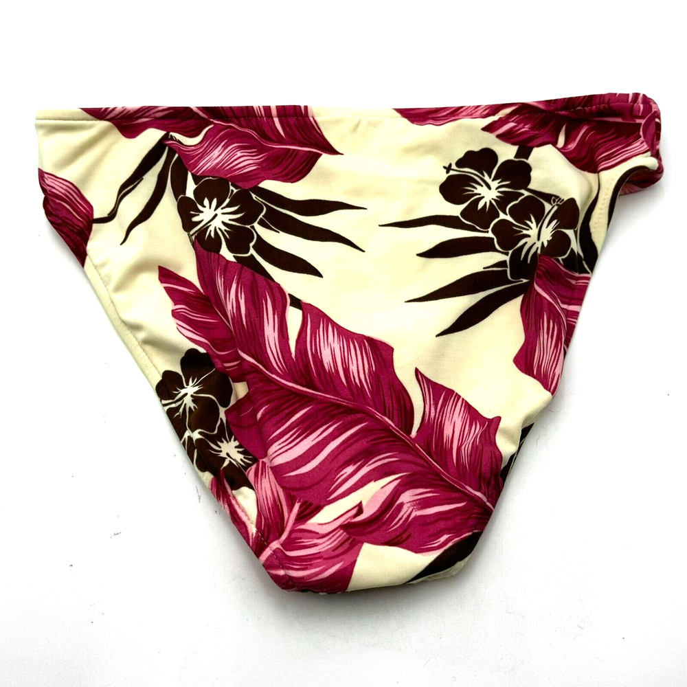 LEILANI Women's‎ 12 Pink Brown Floral Palm Tropical Print Bikini Bottoms Swim